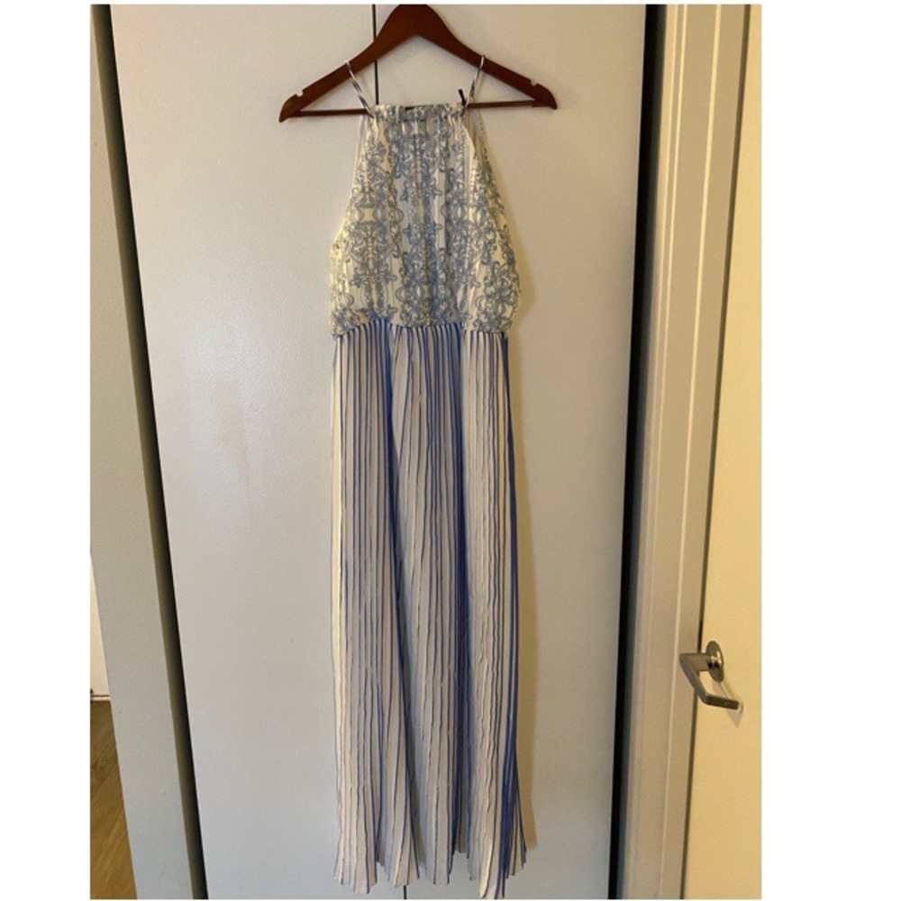 Anthropologie Blue and White Maxi Dress